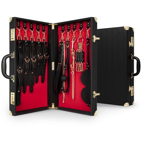 Bedroom Fantasies Bondage Suitcase 13 Pcs - Cow Leather Cene