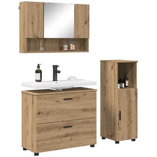  Set namje&amp;scaron;taja za kupaonicu 3 kom. Umjetnički hrast Smeđa 76,5 x 35 x 64 cm Slike