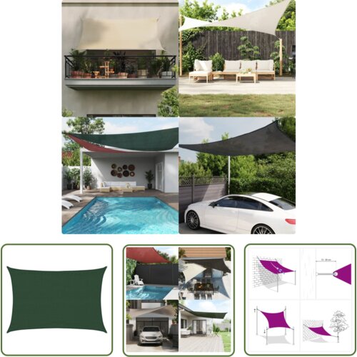  The Living Store Senčno jadro 160 g/m&amp;sup2; temno zeleno 3,5x4,5 m HDPE - Senčno Jadro, (21742831) Slike