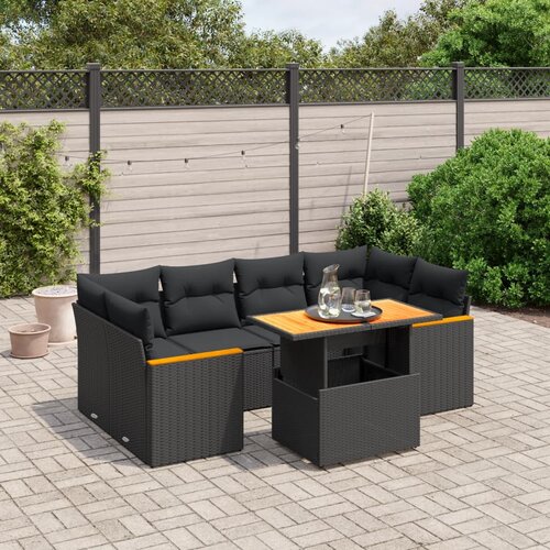 vidaXL 7-dijelni set vrtnih sofa od poliratana s jastucima crni Cijene