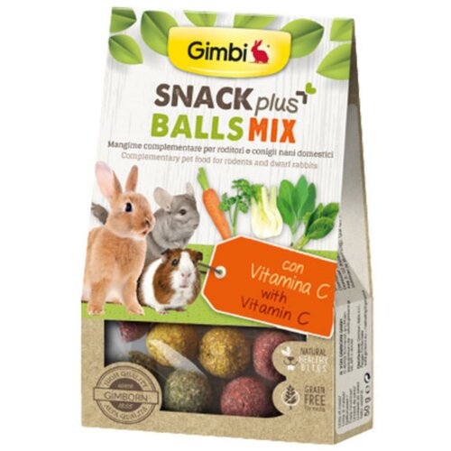 Gimborn gimbi snack plus balls mix poslastica za glodare 50g Slike