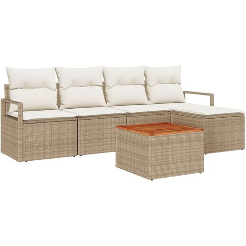  Set od 6 komada vrtnog namještaja s jastučićima bež poly rattan  dvosjedna vrtna sofa s jastučićima bež poly rattan Cijene
