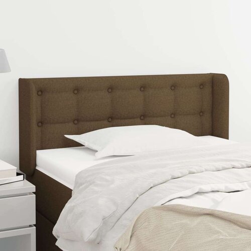  Vzglavje z u&amp;scaron;esi temno rjavo 93x16x78/88 cm blago, (20735106) Slike