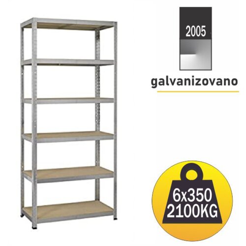 Medacom Polica metal-medijapan 213x90x60cm, 6x350kg galva Slike