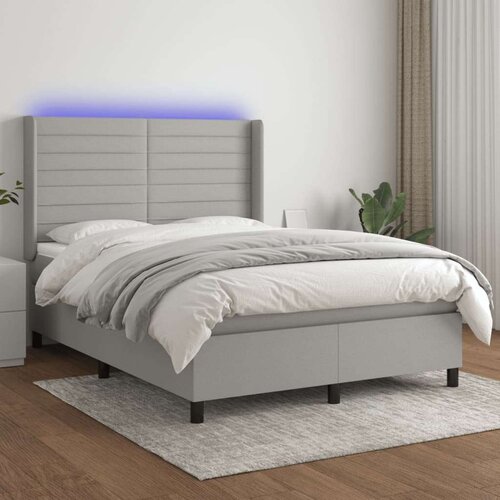  Box spring postelja z vzmetnico LED sv. siva 140x200 cm blago, (20789659) Slike