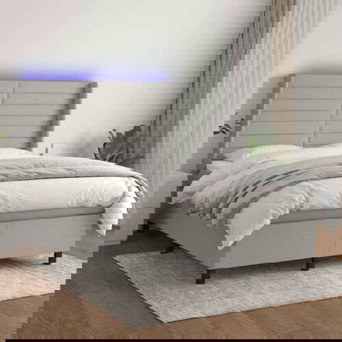  Box spring s madracem LED svjetlosivi 140x200 cm tkanina Cijene