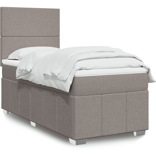 vidaXL Box spring postelja z vzmetnico taupe 90x200 cm blago Cene