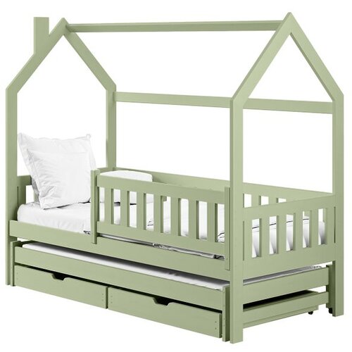  Drveni dječji krevet Monkey s dodatnim krevetom i ladicom - olive - 190x90 cm - Bez madraca Slike
