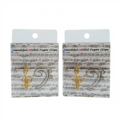  AGIFTY C 1050 Paper clip g-clef golden & bass silver (12 pcs/pack) H:3 cm - kopča za papir