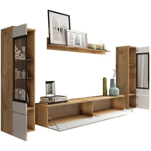 P &amp;amp; B Dnevni Regal Vera, Bela, Barva Hrasta, 4-Delno, Led Slike