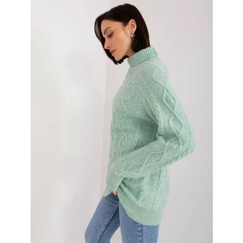 Fashion Hunters Women's cable sweater with mint