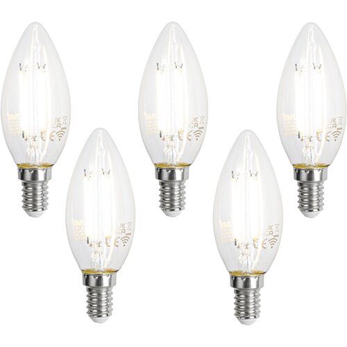 LUUMR Komplet 5 Pametne LED žarnice E14 C35 prozorne 4,2 W 470 lm 2700-6500 K Cene