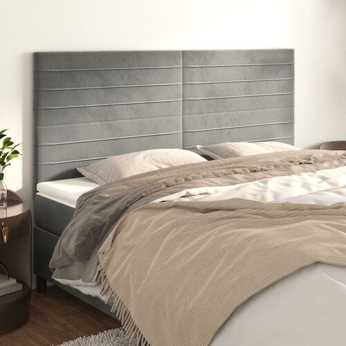vidaXL Uzglavlje 4 kom svjetlosivi 100x5x78/88 cm baršunasti Cijene