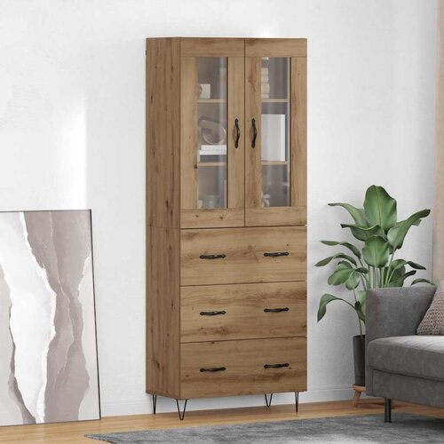 vidaXL Visok predalnik Umetni hrast 69,5 x 34 x 180 cm Konstruiran les Cene