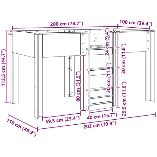  Krevet na kat za djecu s madracem Dimljeni hrast 100 x 200 cm Slike