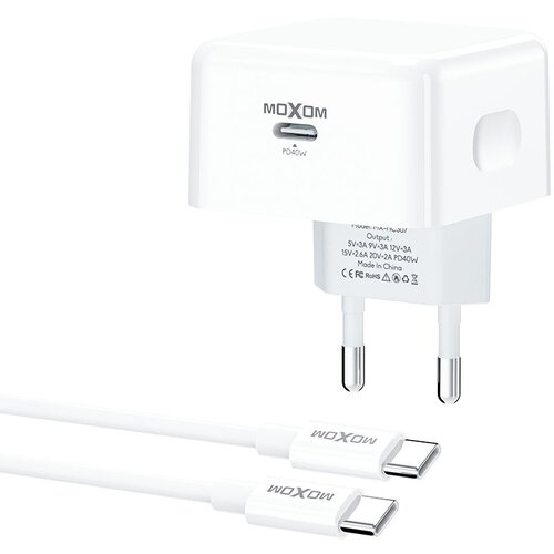  Kućni punjač MOXOM MX-HC307 40W Type C na Type C beli Slike
