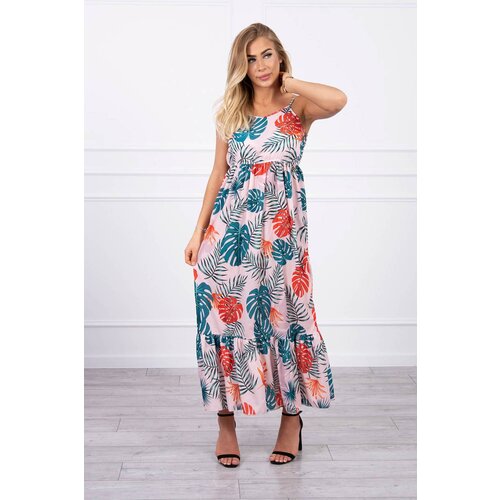Kesi Dress with leaf motif powder pink Slike