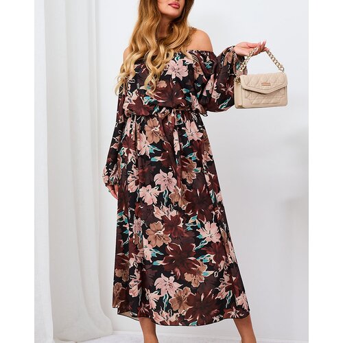 Resti Black and brown floral maxi dress for women Cene