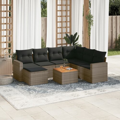 VidaXL 8-dijelni set vrtnih sofa od poliratana s jastucima sivi Slike