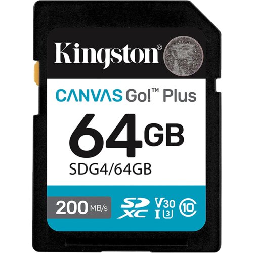 Sd card Kingston 64 GB G4/64GB XC,r/w:200/100MB/s, DSLRs, mirrorless cameras, 4K video Cijene