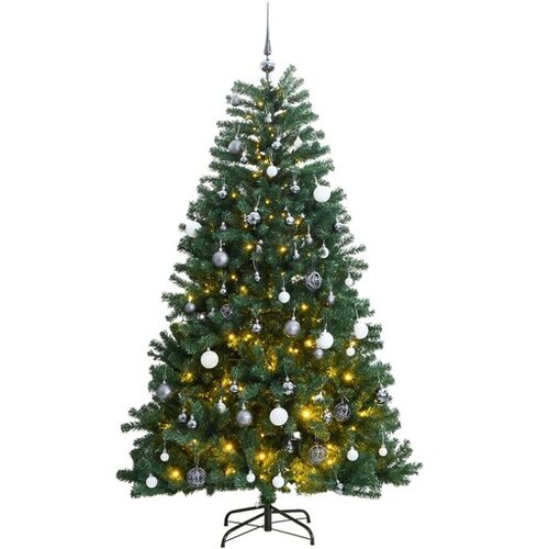 vidaXL Umetna novoletna jelka 300 LED diod in komplet bučk 210 cm Cene