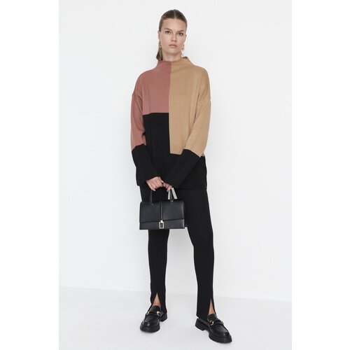 Trendyol Light Brown Color Block Basic Knitwear Sweater Cijene