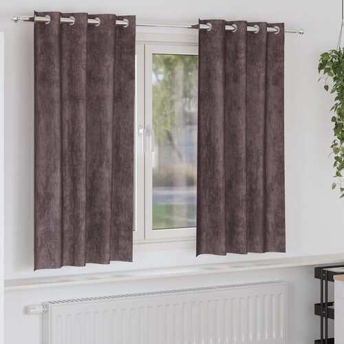 VidaXL satenaste zavese 2 kosa z očki Rjava 175x140 cm Slike