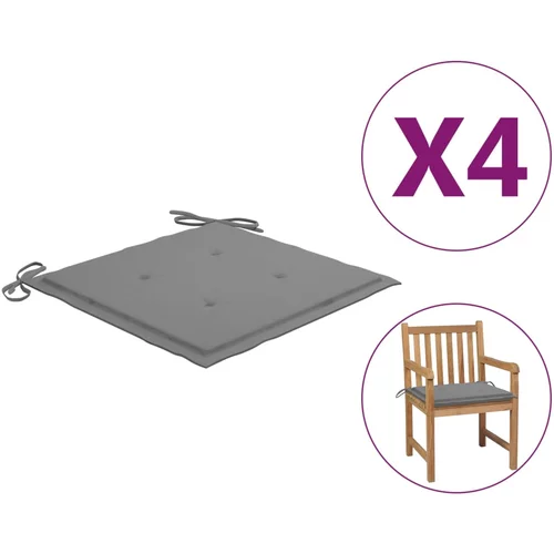 vidaXL jastuci za vrtne stolice 4 kom sivi 50 x 50 x 3 cm od tkanine