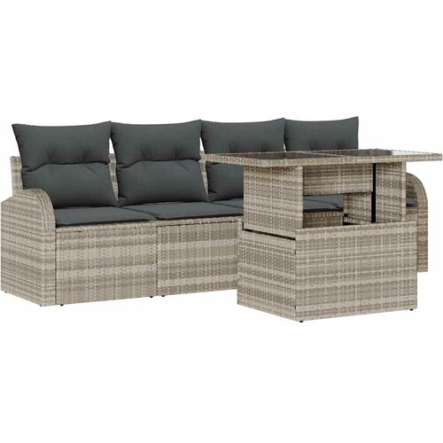  Sjedeća garnitura za vrt 5 kom. Svijetlo siva Poli Ratan Svjetlosiva 234 x 177 x 85 cm Slike