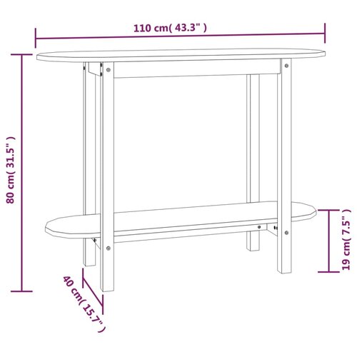  Konzolni stol crni 110 x 40 x 80cm od masivne borovine Slike