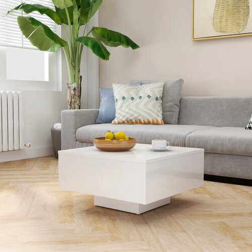 VidaXL stolić za kavu visoki sjaj bijeli 60 x 60 x 31,5 cm od iverice Slike