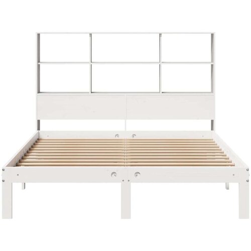 VidaXL Krevet s regalom z knjige bez madraca bijeli 160x200cm borovina Slike