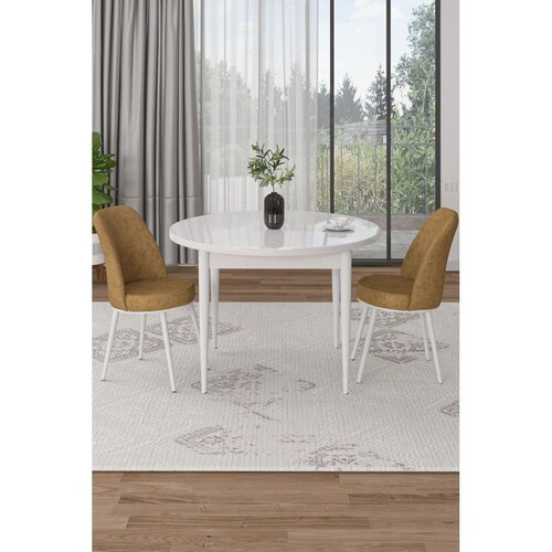 Hanah home trpezarijski set Tor, sto i 2 stolice, bela ploča, kapućino tkanina Babyface Cene