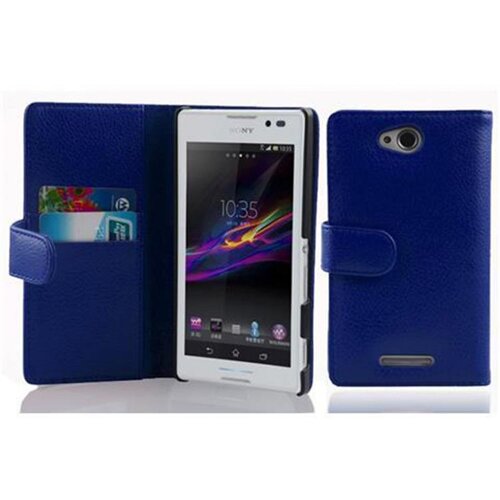 Cadorabo Ohi&scaron;je, združljivo z Sony Xperia C v mornarsko modra - Za&scaron;čitni ovitek iz teksturiranega umetnega usnja in žep za kartice, (20558667) Cene