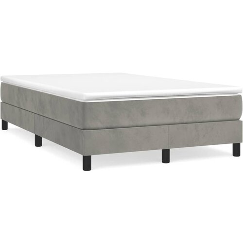 VidaXL Box spring postelja z vzmetnico svetlo siva 120x190 cm žamet Slike