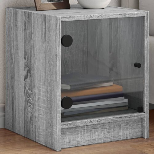 VidaXL Noćni ormarići staklena vrata 2 kom boja hrasta 35 x 37 x 42 cm Slike