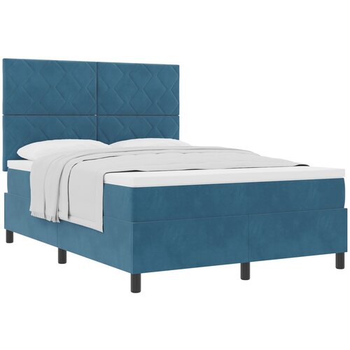 vidaXL Box Spring postelja z vzmetnico temno modra 160x200 cm žamet, (22051097) Cene