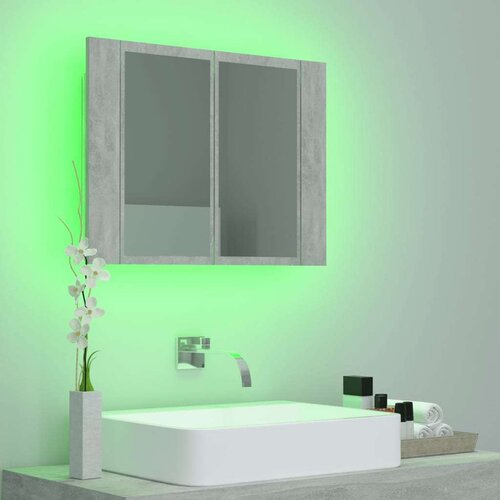VidaXL LED kupaonski ormarić s ogledalom siva boja betona 60x12x45 cm Slike