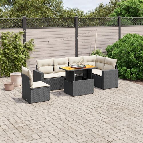 vidaXL 7-dijelni set vrtnih sofa od poliratana s jastucima crni Cijene