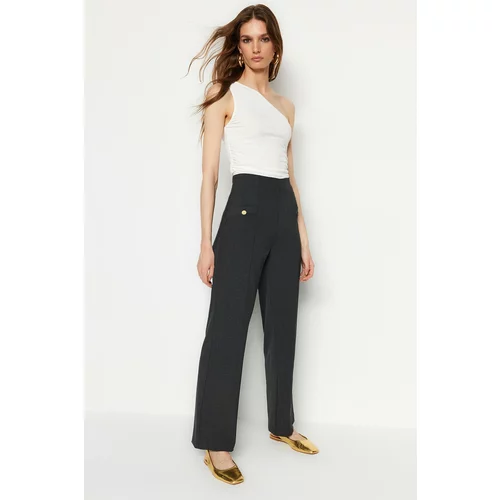 Trendyol Anthracite Woven Trousers with Accessory Detail