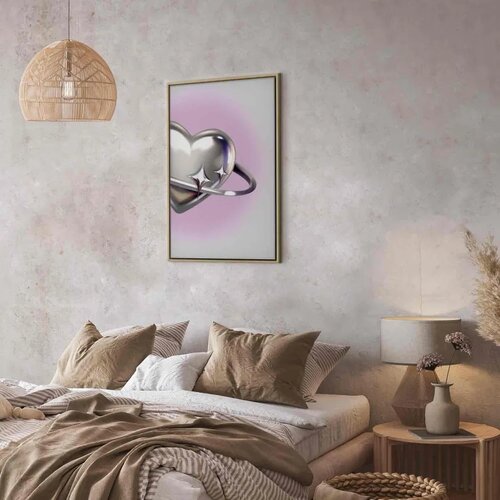  Slika - Cosmic Heart - Silver Heart with a Ring on a Purple Background 80x120 Cene