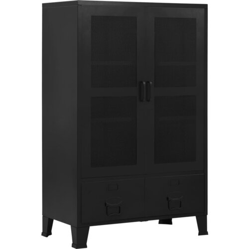  Pisarni&amp;scaron;ka omara z vrati industrijska črna 75x40x120 cm Slike