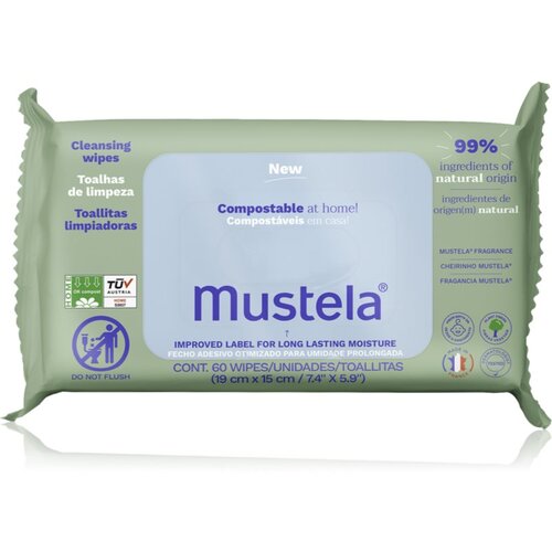 Mustela® Compostable at Home Cleansing Wipes čistilni robčki za otroke od rojstva 60 kos Cene