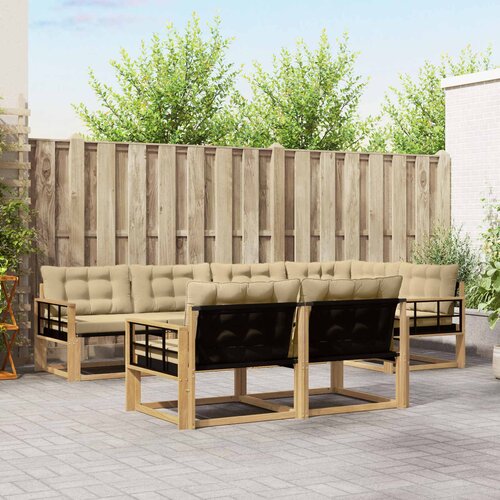  Set vanjskih sofa 7 kom. Bijela i bež Smeđa 327 x 168,5 x 73 cm Cene