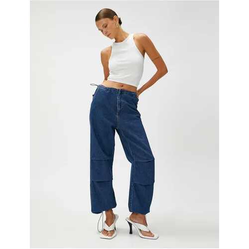 Koton Women's Jeans Parachute Pants with Pockets Padded Waist and Legs Cotton.