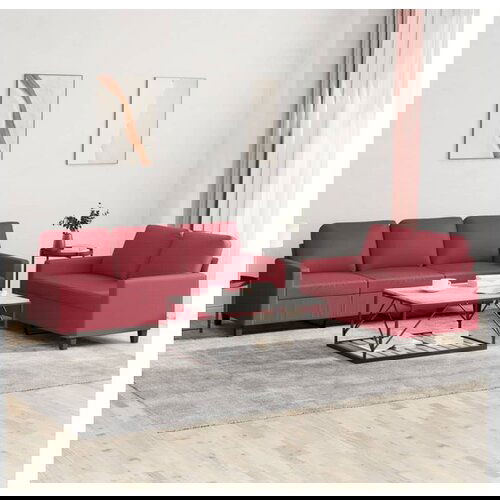 VidaXL 2-dijelni set sofa s jastucima boja vina od umjetne kože Slike