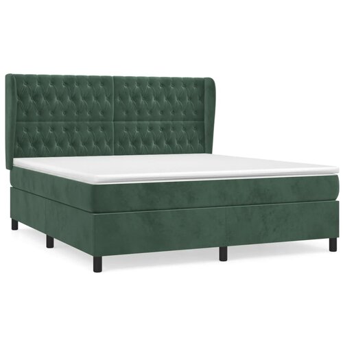 Maison Chic Box spring postelja - Vzmetna postelja z vzmetnico temno zelena 160x200 cm žamet SL2650, (21901266) Cene