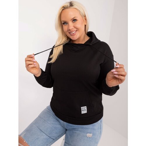Fashion Hunters Black cotton sweatshirt plus size kangaroo Slike
