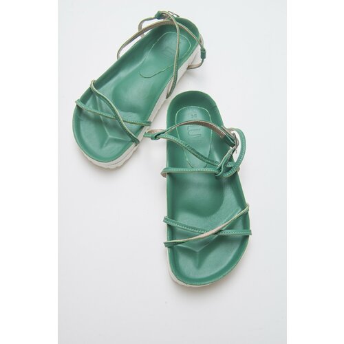 LuviShoes Muse Women's Green Genuine Leather Sandals Slike