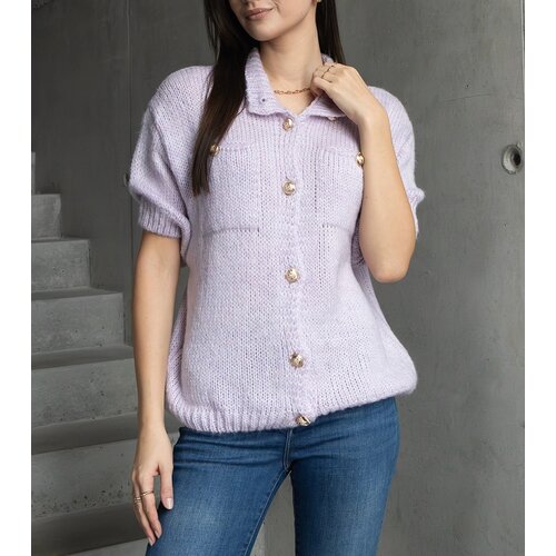 Gemre Women's purple short-sleeve sweater with decorative buttons Shela Cijene